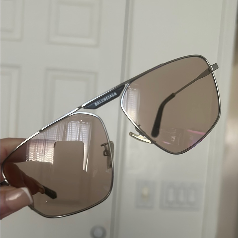 Balenciaga Silver and Brown Sunglasses